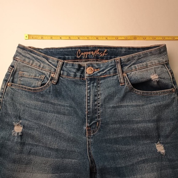 Saks Off 5th Copperflash Denim Jean Size 8 Murray Straight High Rise Lace Accent - Picture 7 of 10